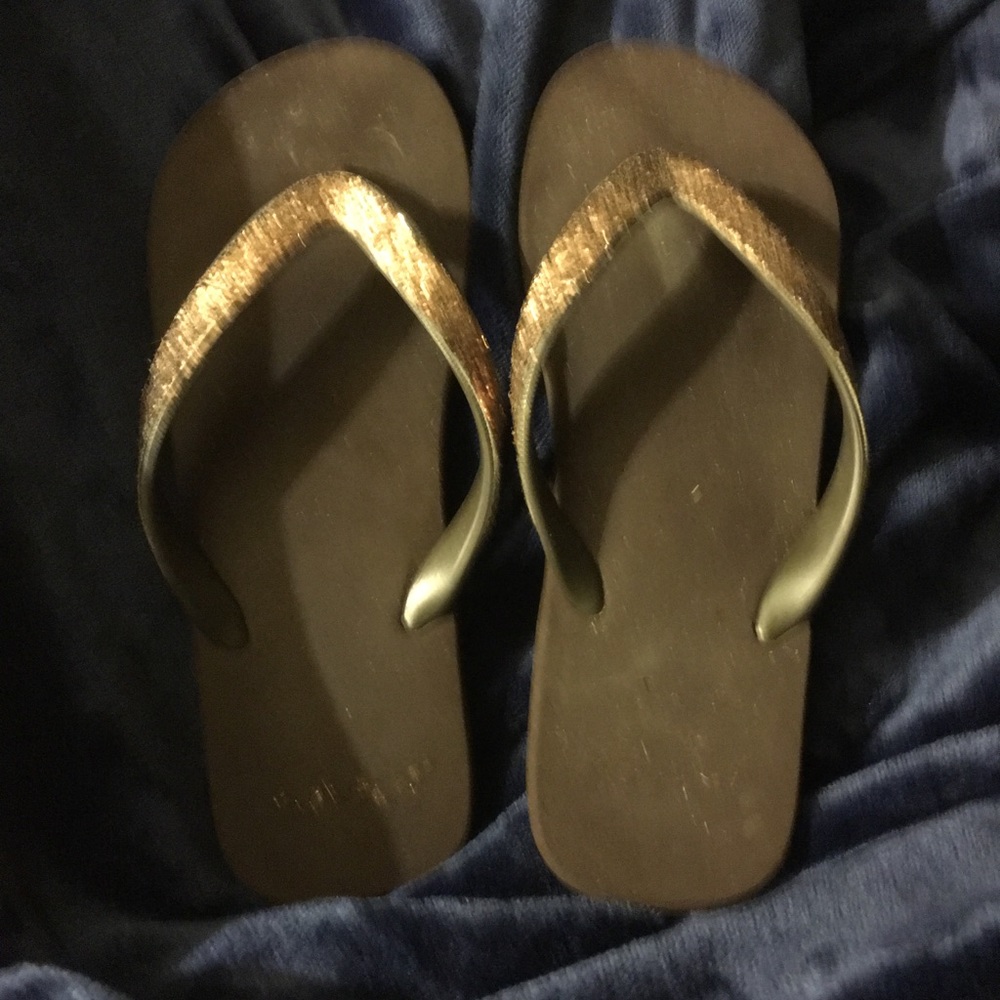 EUC REEF Brown With Gold Glitter Flip flops